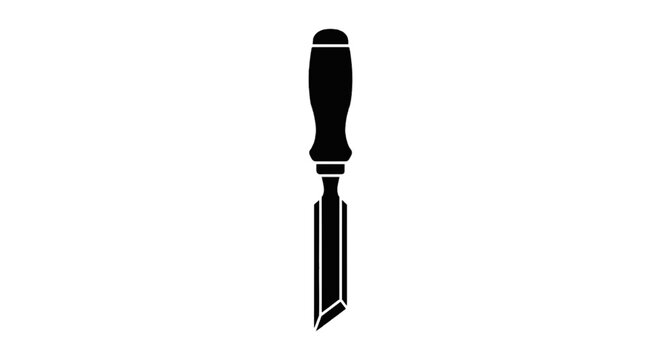Vector illustration of black silhouette of a wood chisel tool on a transparent background