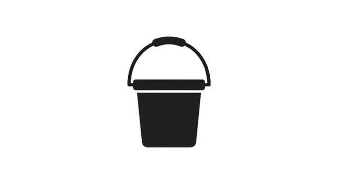 Vector illustration of black silhouette of a simple water bucket on a transparent background