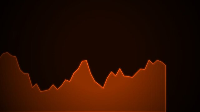 Glowing orange mountain silhouette waveform animation showing rhythmic pulsating peaks in a smooth digital motion video for modern abstract displays