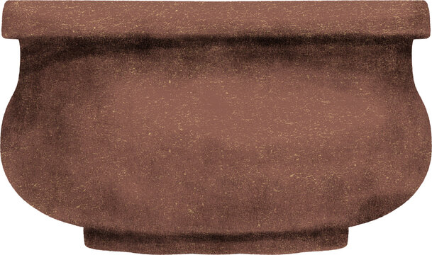 Brown textured pottery clay pot.