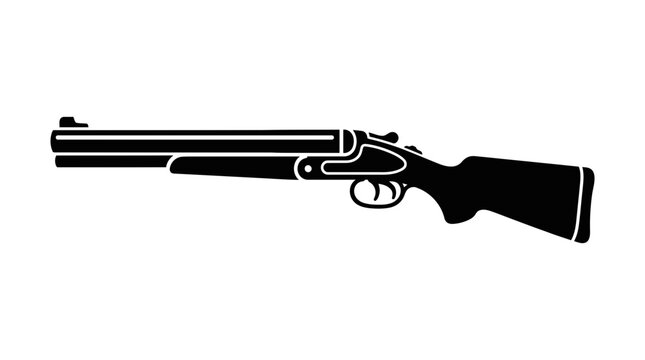 Black silhouette of long double-barrel shotgun firearm.