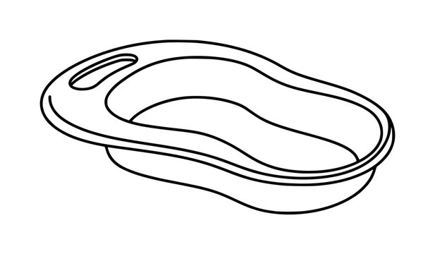 Simple black medical bedpan hospital patient care equipment line art vector illustration