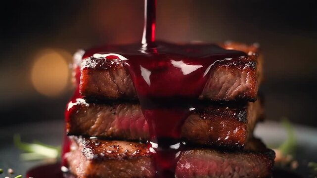 Wine Sauce Meat Stack Background