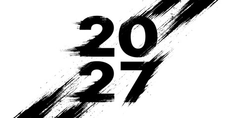 Bold black grunge style typography design for the year 2027 isolated on a with typography © XUB 