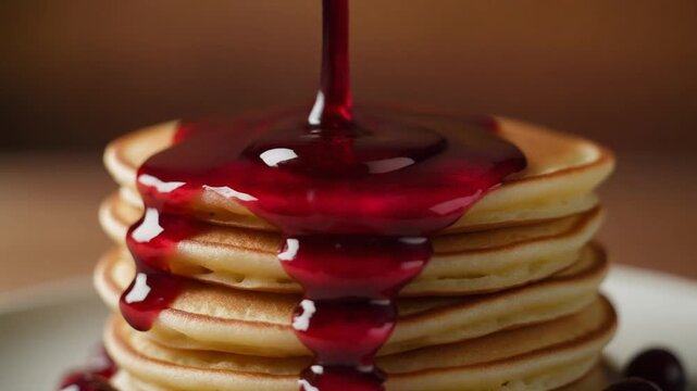 Berry Syrup Pancake Stack Background