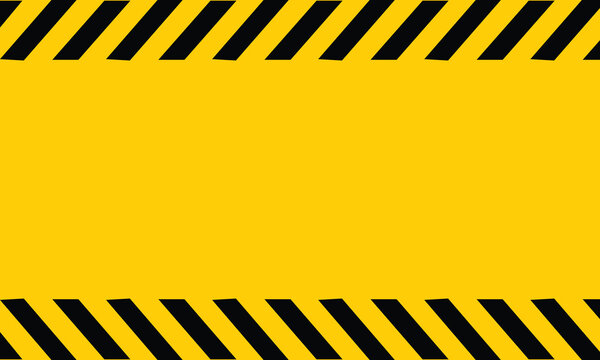 Black and yellow diagonal hazard stripes banner vector illustration frame border caution tape with diagonal construction security industrial attention background template