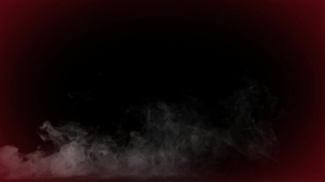 Dark red splatter background with rising white mist creating eerie atmospheric horror cinematic texture for spooky creative projects
