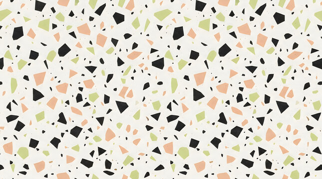 Terrazzo seamless pattern with multicolored stone chips on white background seamless texture vector illustration surface design flooring patte