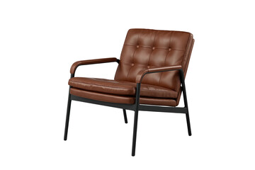 Obraz premium Brown Tufted Leather Accent Chair
