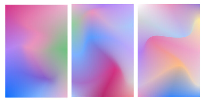 Set of 3 abstract pastel gradient background with soft pastel fluid shapes vector for social media and presentation