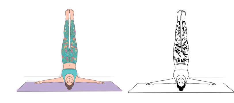 Woman Practicing Legs Up the Wall Yoga coloring page