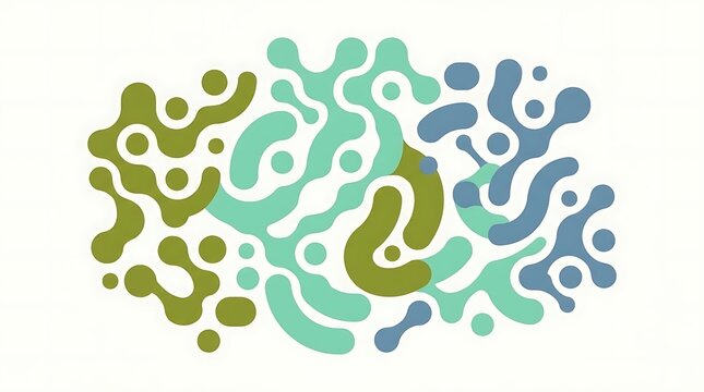Abstract organic green and blue fluid shape composition.