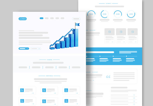 Minimalist Corporate Business Landing Page Wireframe UI Web Design Template