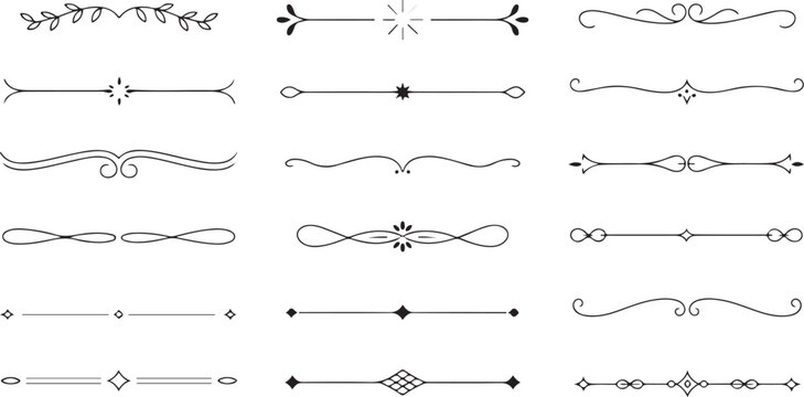 Set of elegant decorative text dividers and paragraph separators for professional page layout and design