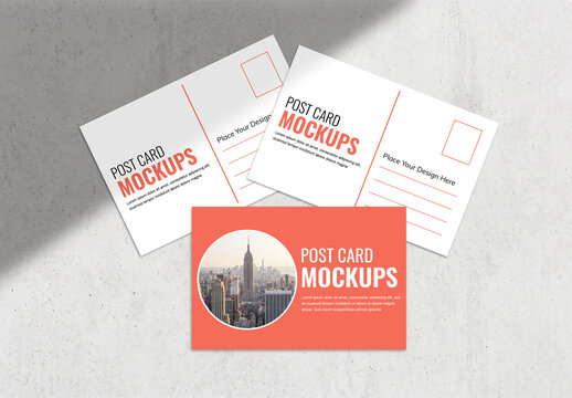 Postcard Mockup on Light Concrete Texture