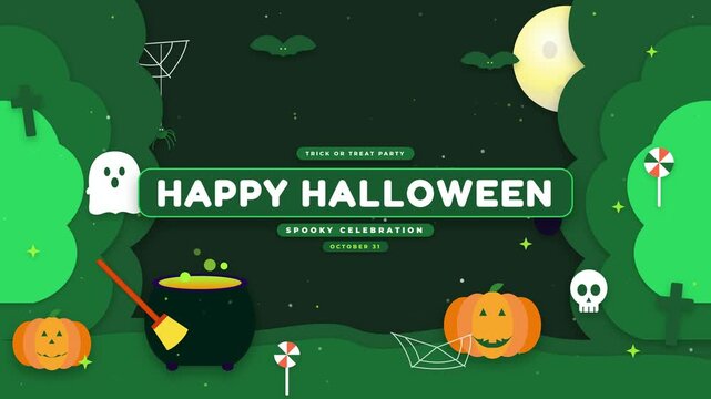 Seamless Halloween Background Pattern with Pumpkins Ghosts and Witches Cauldrons for Spooky October Celebration