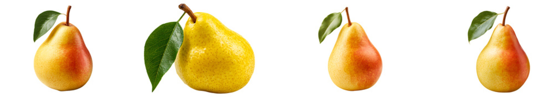 Ripe pears with leaves isolated on transparent background