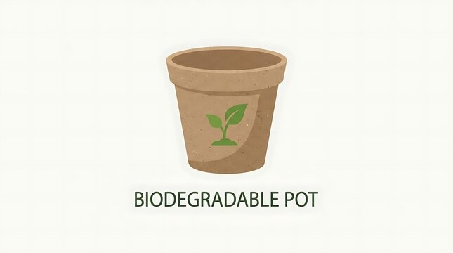 Biodegradable plant pot icon with green sprout
