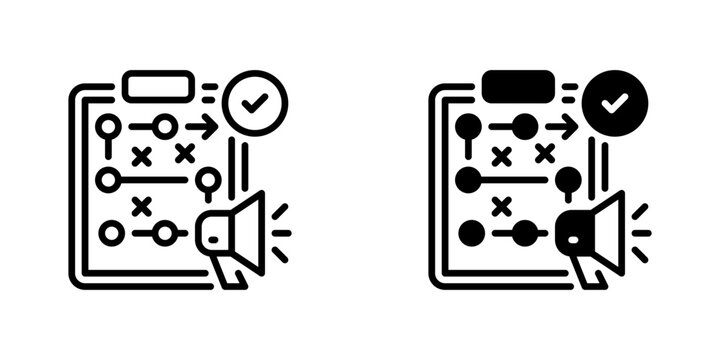 Campaign Strategy Line Icon, Outline Symbol for Project Planning, Tactical Marketing, Goal Alignment, Execution Roadmap, and Performance Optimization. Vector Sign Icon.