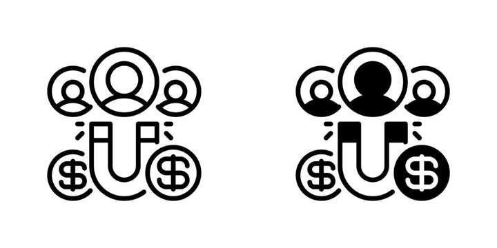 Lead Generation Line Icon, Outline Symbol for Prospect Acquisition, Pipeline Building, Customer Capture, Sales Outreach, and Inquiry Growth. Vector Sign Icon.