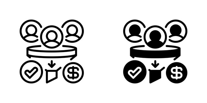 Sales Funnel Line Icon, Outline Symbol for Buyer Journey, Pipeline Conversion, Customer Filtering, Lead Processing, and Deal Closing. Vector Sign Icon.