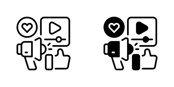 Video Marketing Line Icon, Outline Symbol for Visual Content, Motion Promotion, Media Engagement, Streaming Outreach, and Brand Storytelling. Vector Sign Icon.