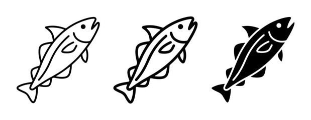 Obraz premium Fish Icons, Seafood Vector Graphics, Marine Life Illustrations