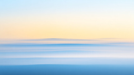 Fototapeta premium Cinematic abstract landscape photographed with an extreme telephoto lens, distant pale blue atmospheric layers compressed into several elegant horizontal depth zones