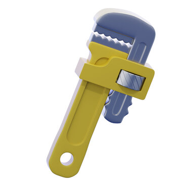 Sturdy 3D pipe wrench icon capturing the essence of heavy-duty plumbing repair, hardware fixing, and construction. Excellent for engineering tools websites and handyman service marketing.