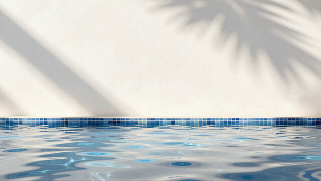 Poolside Background with Calm Water and Palm Shadow
