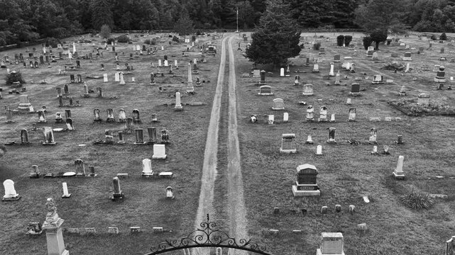 Cemetery Featuring Old Gravestones - Tombstones in Graveyard - End of the Road