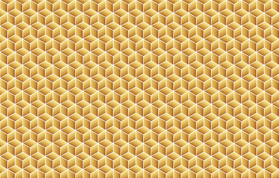 Abstract geometric background with gold isometric blocks