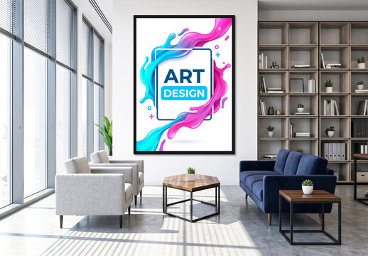 Professional Living Room Wall Art Poster Mockup
