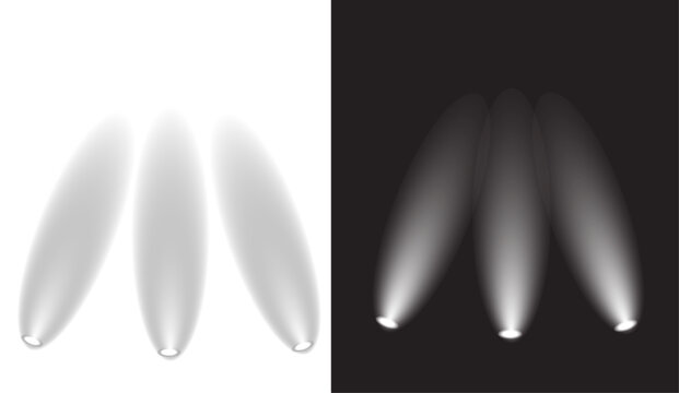 Stage Spotlight Beams Vector | Triple Light Cones & Glow Effect