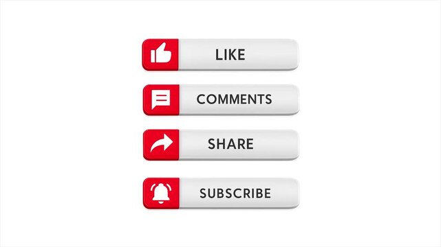 Social Media CTA Buttons &ndash; Like, Comment, Share & Subscribe | Pop In & Out Animation