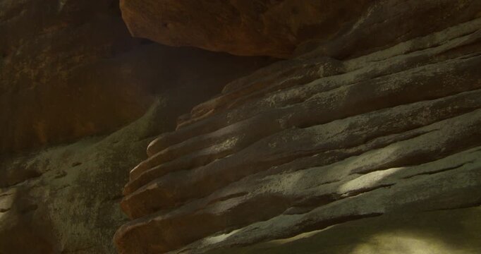 A detailed close up of weathered sandstone layers at Trosky Castle area. Authentic natural textures and geological patterns in the Czech Paradise region.