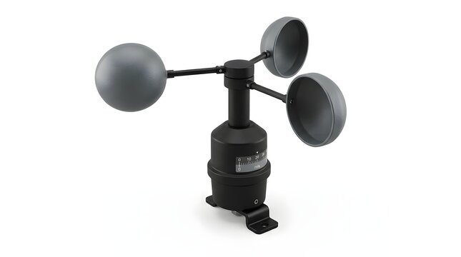 Anemometer Wind Speed Meter with Gray Spheres and Digital Display for Weather Measurement