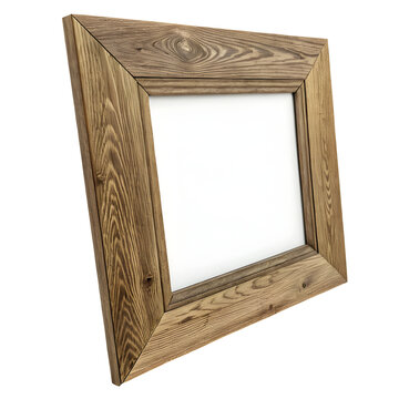 Rustic Wooden Photo Frame: A simple yet elegant picture frame crafted from weathered, reclaimed wood, showcasing a minimalist design with a clean white insert ready for personalization.