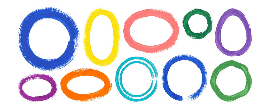 Rough Painted Circle and Oval Frames Colorful Border Set