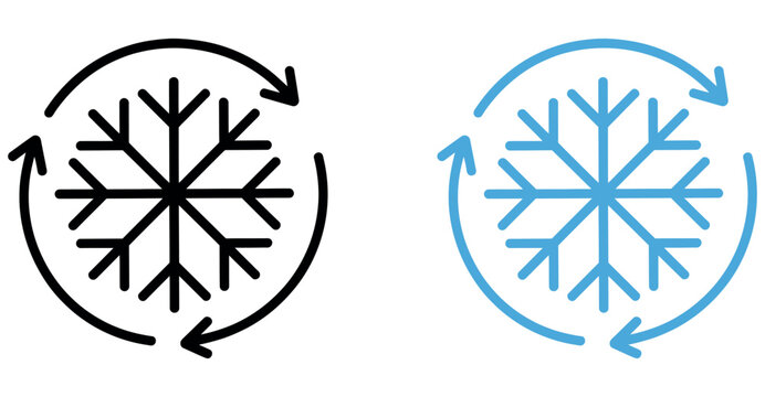Two snowflake icons with circular arrows representing cooling, freezing, or climate control systems. 