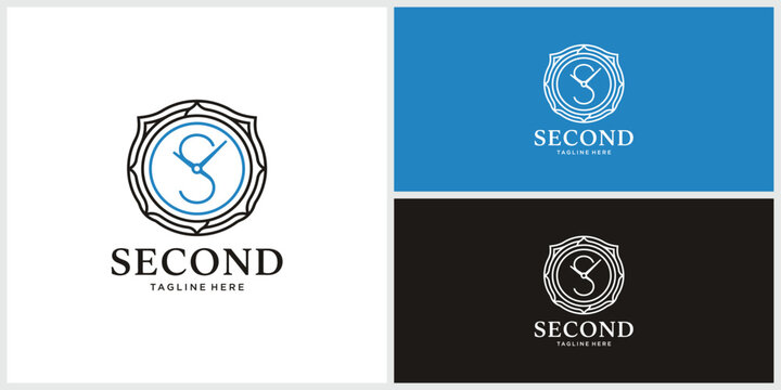 Clock face circular badge logo design for watchmaking or time concept