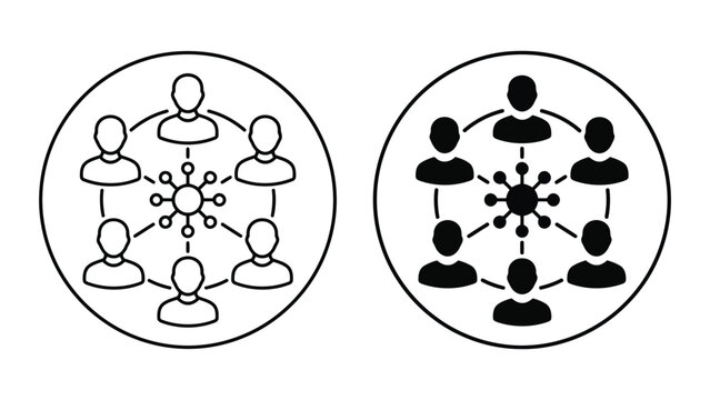 Centralized network hub people connection social icon vector illustration