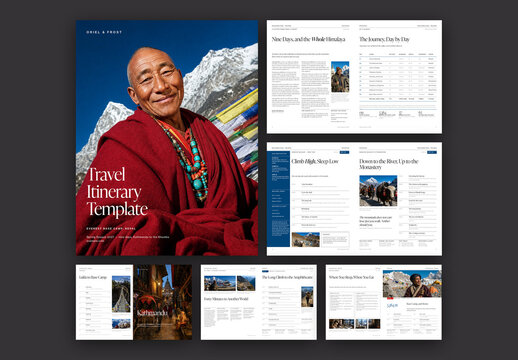 Travel Itinerary Template & Vacation Planner, Tour Guide Trip Schedule & Travel Agency Welcome Book