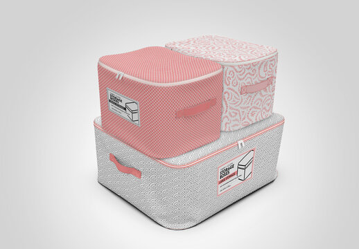 Stack of three Storage Cubes Mockup