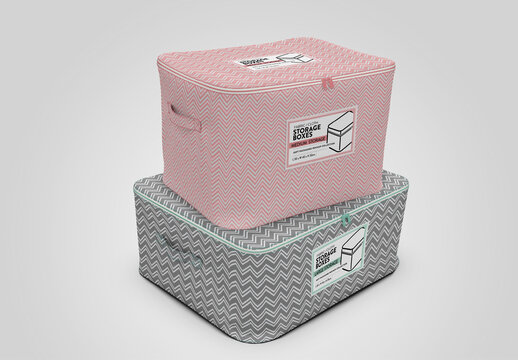 Pair of  Storage Cubes Stacked Mockup
