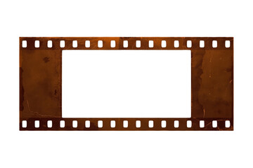 Fototapeta premium Aged brown blank film strip with two frames