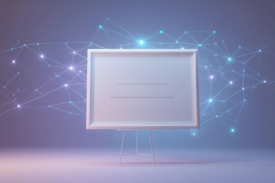 Futuristic AI Business Certificate Frame Mockup With Glowing Network Background
