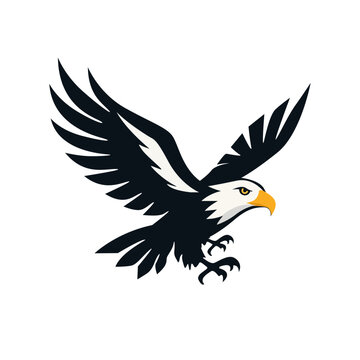Eagle bird mascot vector illustration in flight pose isolated on white