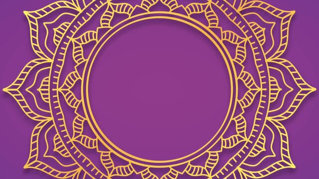 Golden Mandala Motion Graphic Background Loop for Navratri Festival and Spiritual Celebrations.