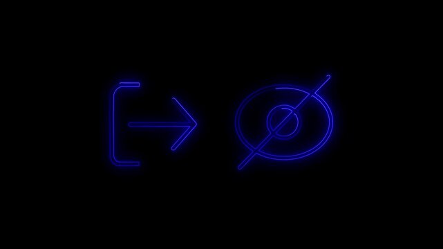 Neon Gateway to Nothingness: A minimalist, abstract graphic representing a transition from an opening to a void, rendered in glowing neon blue against a stark black background.